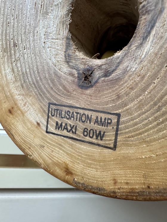 Image 1 of Gedrechselte Holzlampe mit Herbarium-Lampenschirm, 1970er Jahre