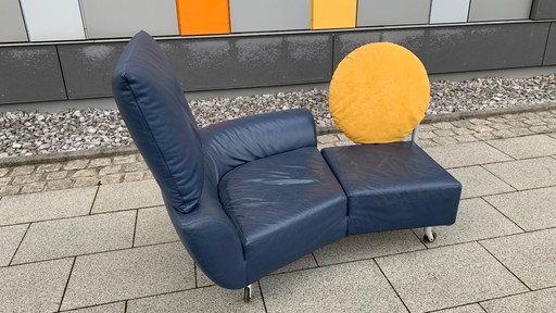 Divano/seduta di design CASSINA in pelle Topkapi blu/grigio - giallo