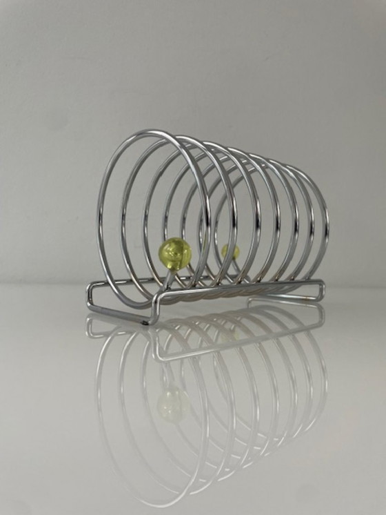 Image 1 of Porta toast cromato postmoderno vintage con dettagli al neon