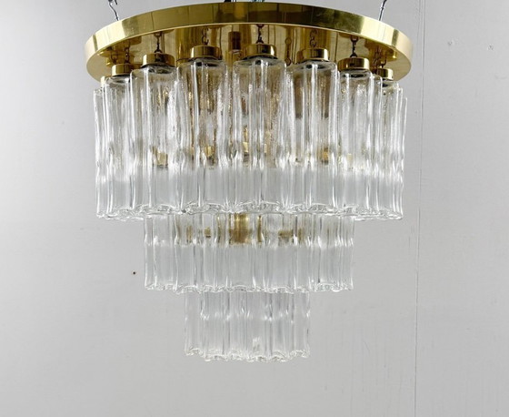 Image 1 of Lustre/plafonnier à trois niveaux de style milieu du siècle, provenant de Limbourg, en Allemagne, années 1970