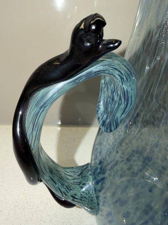 Heino Lance – Handgeblazen Zweedse studioglazen karaf – Gesigneerd – Glazen & Karaffen, Glass (photo 11 of 11)