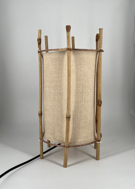 Image 1 of Vintage bamboo table lamp – French Mid-Century – in the style of Louis Sognot