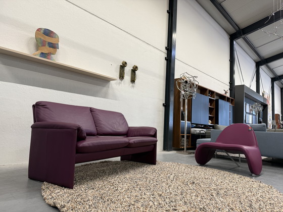 Image 1 of Leolux Bora Beta Sofa 2.5 Seater Purple Leather