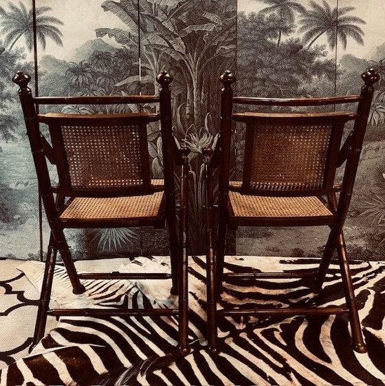 Image 1 of Set di 2 sedie pieghevoli da ufficiale militare da campagna