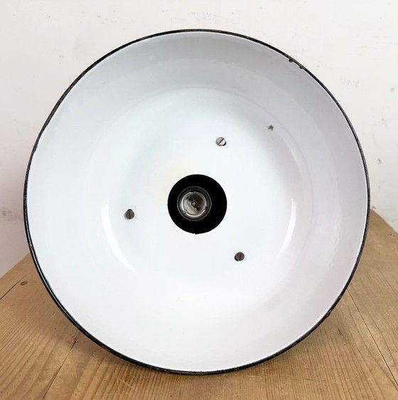 Image 1 of Industrial Black Enamel Bauhaus Pendant Lamp, 1930s