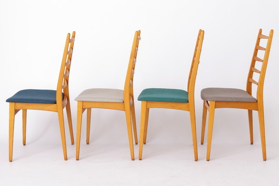 Image 1 of Set van 8 vintage eetkamerstoelen, Wenzel Duitsland jaren 70, beukenhout, mid-century modern