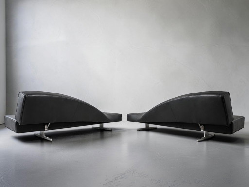 Set Van 2 Cassina Aspen Bank Jean-Marie Massaud Zwart Leer – 3 5 zitsbanken, Leather (photo 2 of 13)