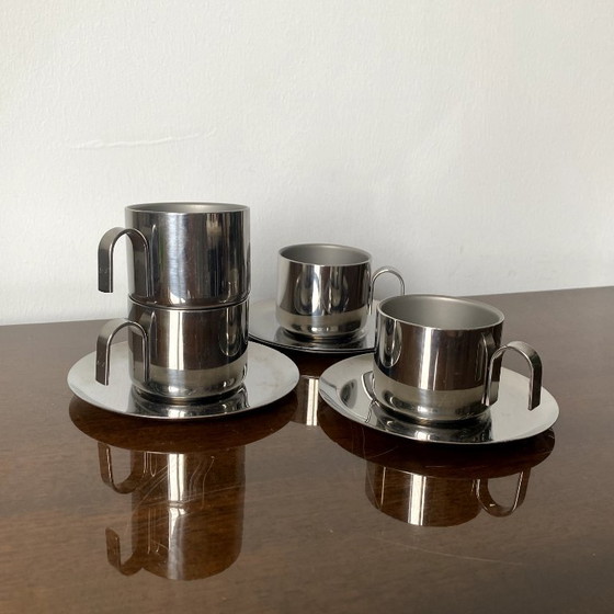 Image 1 of 4x Design GB - Guido Bergna - minimalista moderno - acciaio inox - tazze termiche per espresso/demitasse a doppio isolamento