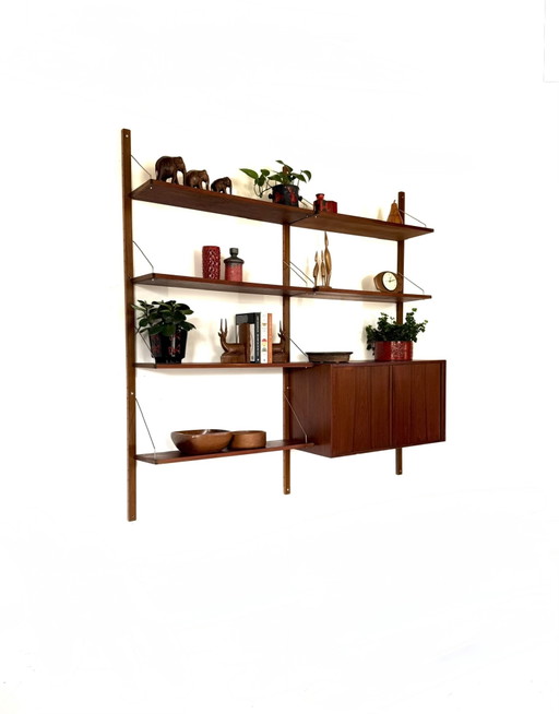Sistema di pareti modulari danesi vintage in teak anni '60