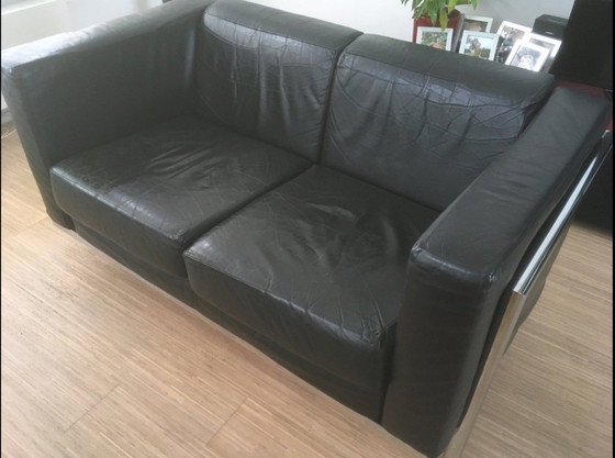 Image 1 of Ensemble de canapés en cuir vintage (fauteuil + canapé 2 places)