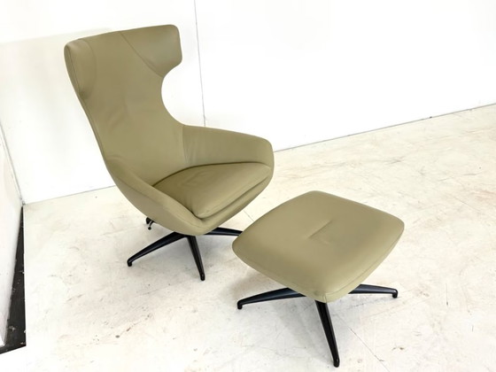 Leolux Caruzzo Sillón Reclinable de Cuero con Otomana – Sillones reclinables, Metal (photo 4 of 15)