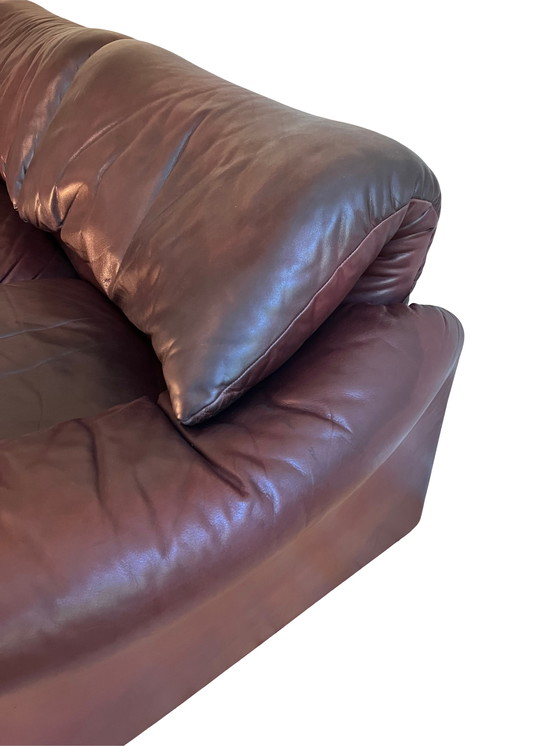 Image 1 of Cassina Maralunga 3-seater leather sofa by Vico Magistretti 1970s