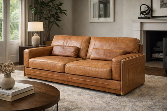 Image 1 of Divano Baxter Arcon – Design italiano – Pelle di bufalo – Cognac