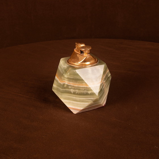 Accendino da tavolo italiano geometrico in onice verde e ottone, 1970 – Oggetti decorativi, Brass (photo 10 of 14)