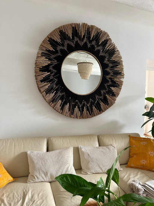 Grand miroir artisanal XXL en Roseau