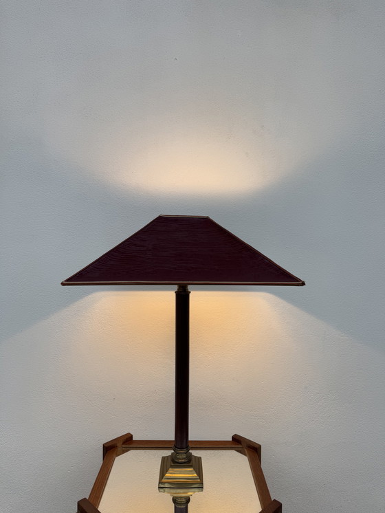 Image 1 of Grande lampe teck et bronze années 70