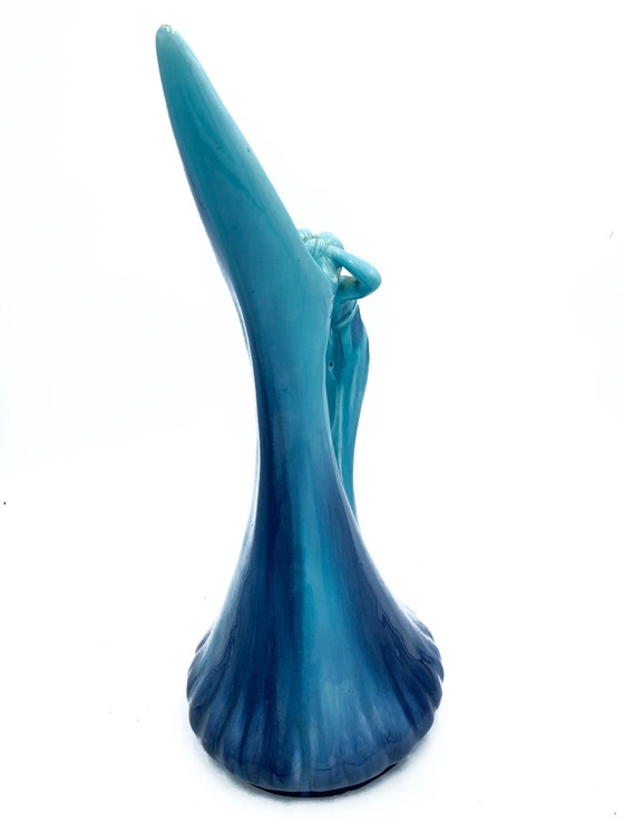 Vallauris blauwe keramische kan uit de jaren 50 – Beeldhouwkunst, Keramiek (photo 5 of 10)