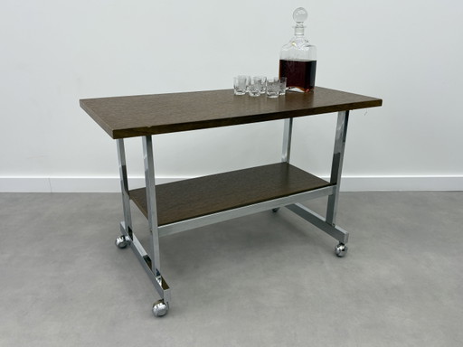 Vintage Trolley / Side Table 60s/70s – serveerwagens, Chrome, Wood