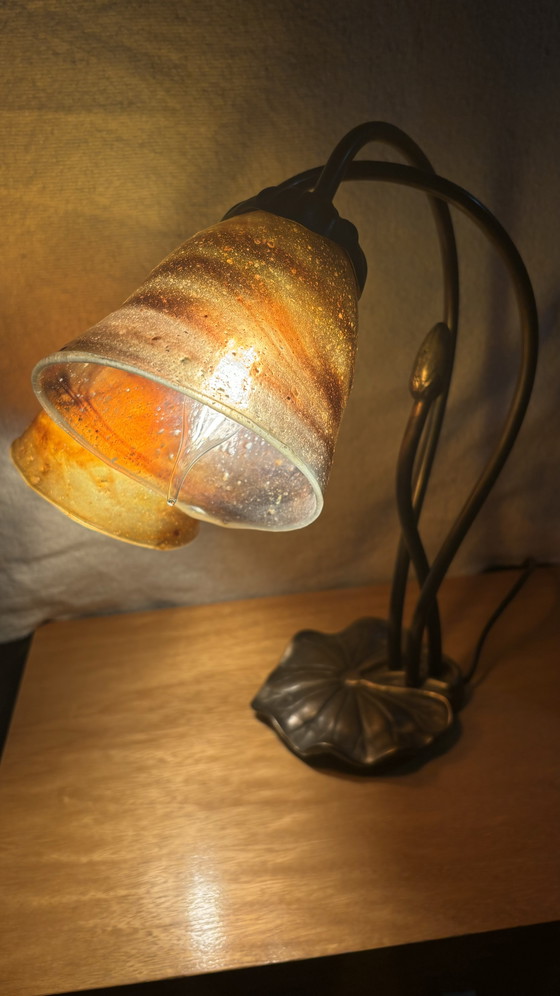 Image 1 of Vintage Tiffany tafellamp lelieblad 