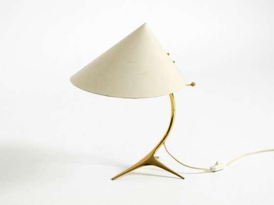 Image 1 of Beautiful large mid-century modern brass crow's foot table lamp by Kalmar Austria