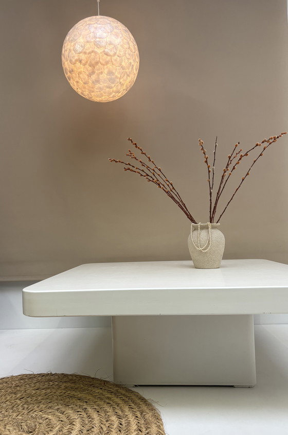 Image 1 of Vintage vierkante Japandi salontafel wit design Jan des Bouvrie 80s