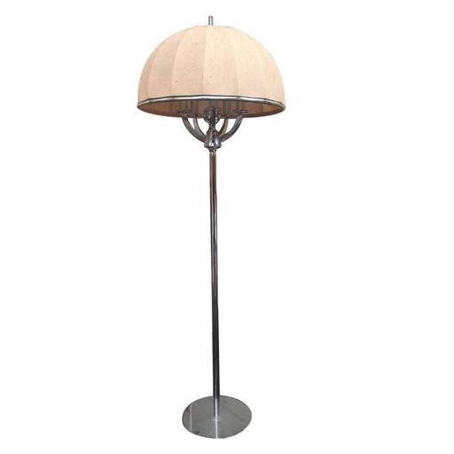 Vintage eenvoetige verchroomde metalen vloerlamp, 1960