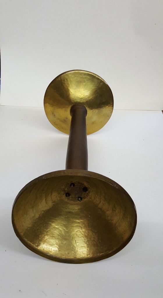 Image 1 of Brass candlestick, unique, wrought iron - hammered, 1940-44