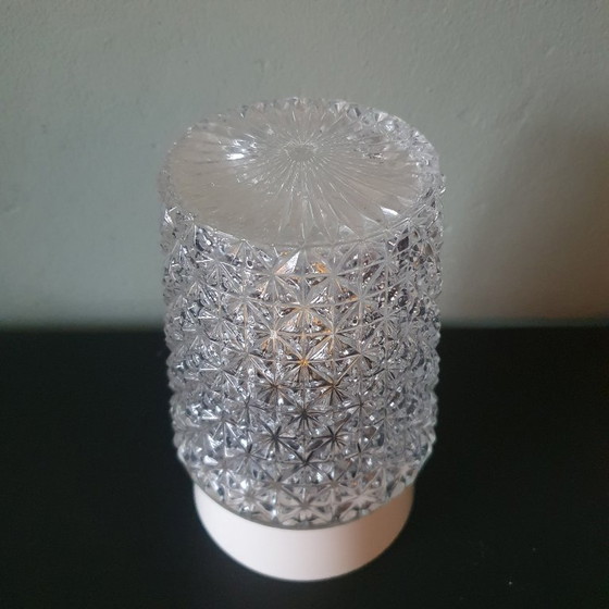 Image 1 of Vintage ceiling lamp clear glass - Facet glass in cylindrical shape