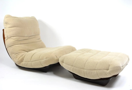 Chauffeuse et son repose pied Marsala Ligne Roset beige clair