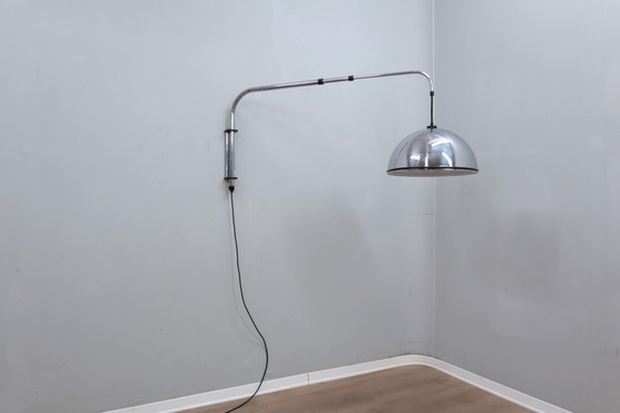Image 1 of Vintage Extendable Hanging Chrome Wall Lamp 1970s