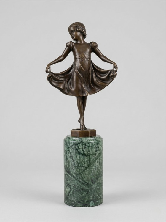 Image 1 of Art Deco sculptuur gesigneerd Preifs – Brons BJB – danseres – 32 cm