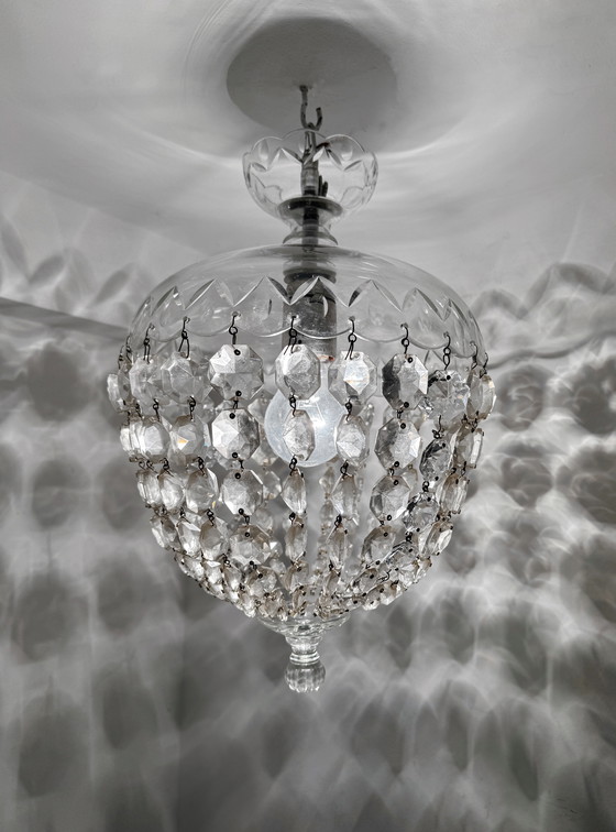 Image 1 of 1950s crystal hot air balloon ceiling light