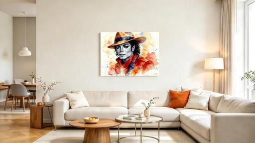 Pop Art Aquarellmalerei - Michael Jackson Der König des Pop (80x60 Cm) II