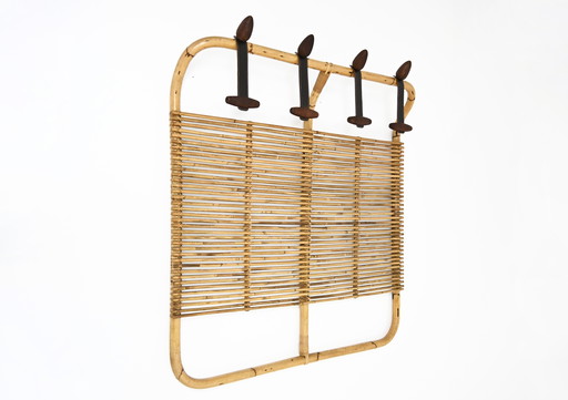 Italienischer Rattan-Garderobenständer, 1960er Jahre