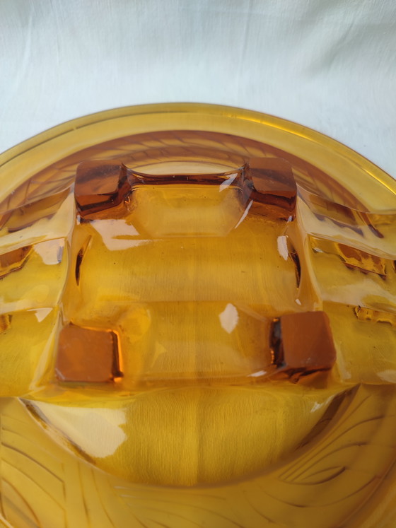 Image 1 of 2 x Walther & Sohne Art Deco fruit bowl, Amber color, Orient model, pressed glass