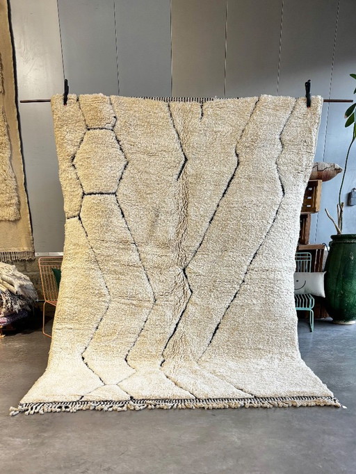 Tapis berbère marocain de luxe en laine 200x300 cm – Tapis berbère blanc et noir