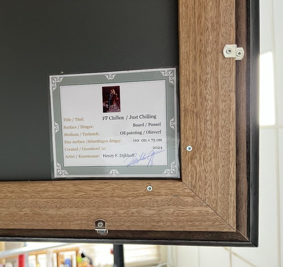 Image 1 of Pittura ad olio originale su tavola "FF Chilling"