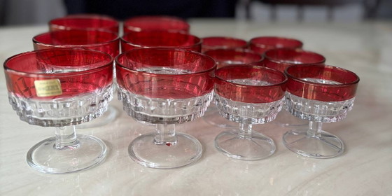 Servicio De 12 Coupes Cristal Et Verre Rubis - De Art Italie – Arte en vidrio, Crystal (photo 5 of 5)
