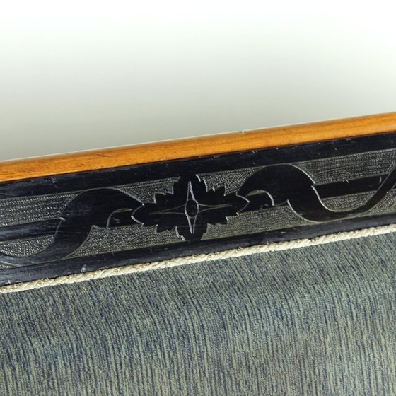 Image 1 of Divano Biedermeier unico in tessuto originale e impiallacciato in noce, Vienna, Austria 1825 circa