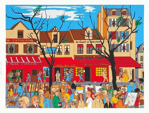Serigrafia Alfred REYNAUD La place du Tertre 1994