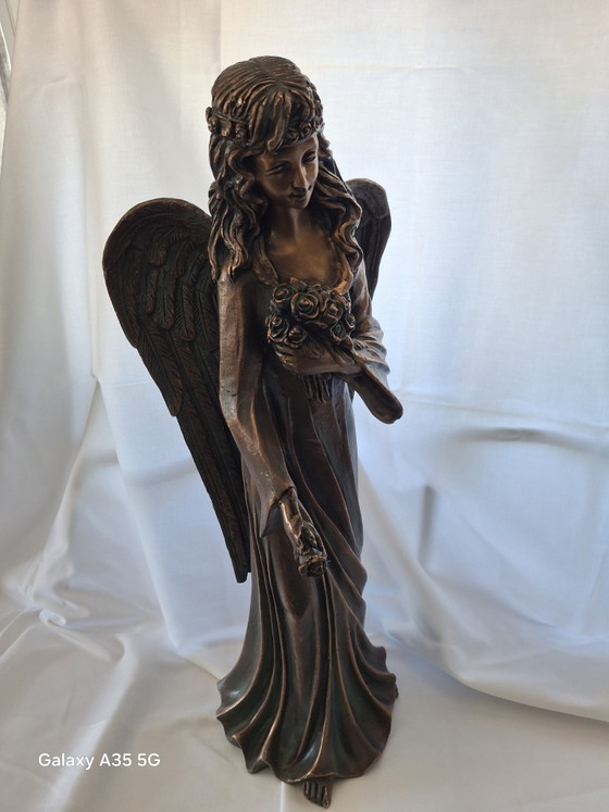 Image 1 of Angelo in bronzo di alta qualità "Amena" Elegante statua da giardino Oggetto decorativo (60 cm, 11 kg)