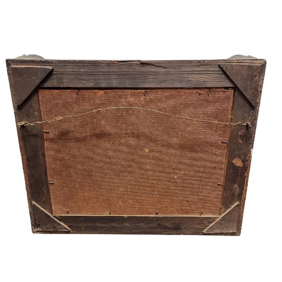 Image 1 of Huile sur panneau de R. Otter avec Farm, milieu du XXe siècle