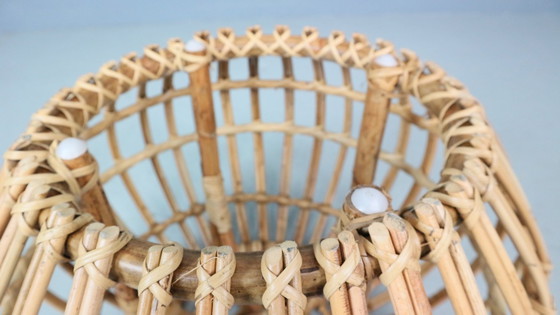 Image 1 of Pouf, jardinière, tabouret ou table d'appoint en rotin vintage des années 1960 par Dirk van Sliedrecht