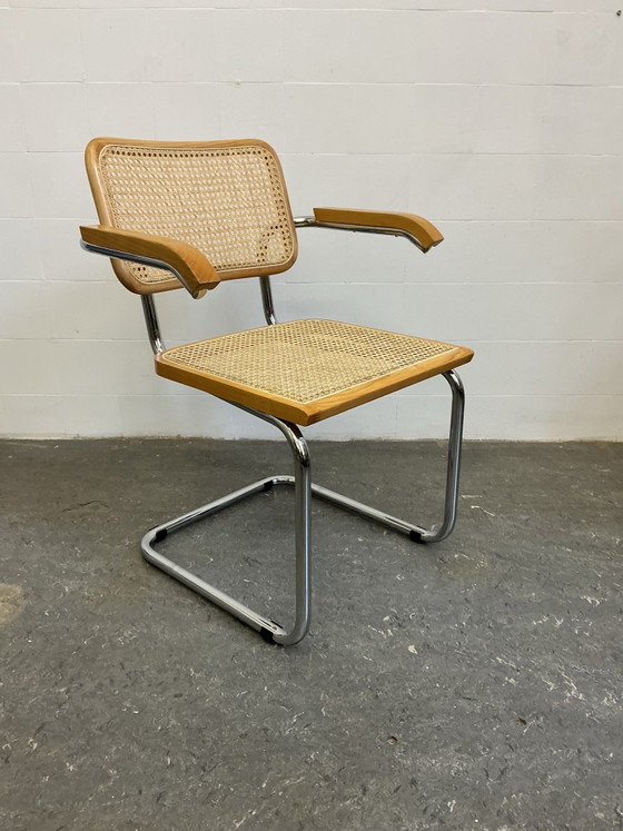 1 x Vintage Cesca stoel, Eetkamerstoelen, Chroom, Hout, Zilver (foto 15 van 15)