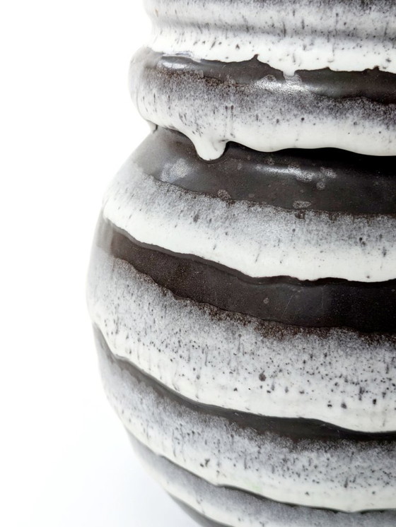 Image 1 of 1960 Scheurich Keramische Pitcher Vaas | Zwart en Wit | West Duits Aardewerk