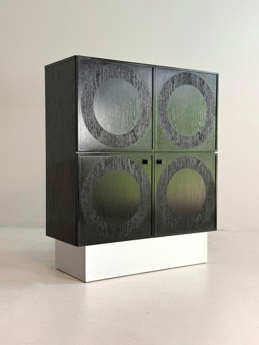 Black Brutalist Circular Bar Cabinet by Musterring, Belgium