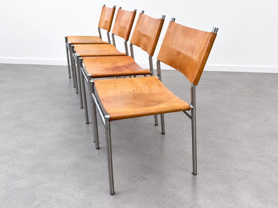 Martin Visser SE06 Dining chairs Set of 4 't Spectrum 1967 – Leather, Metal (photo 3 of 6)
