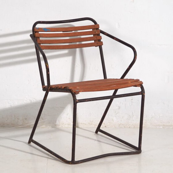 Antiker Outdoor-Stuhl mit Armlehnen (ca. 1920) – Gartenstühle, Wood, Iron (photo 5 of 30)