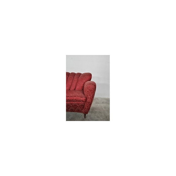 Image 1 of Mid-century Italian red and gold 3-seater sofa by Paolo Buffa, 1950s