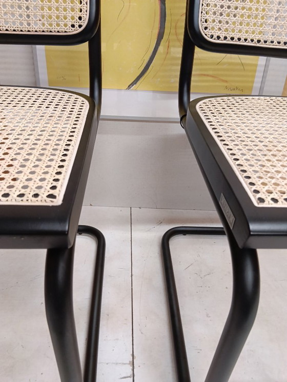 Image 1 of ALIVARMVSEVM 104. SET of 2 CESCA B32 Chairs (NEW) in Black Frame Limited Edition 